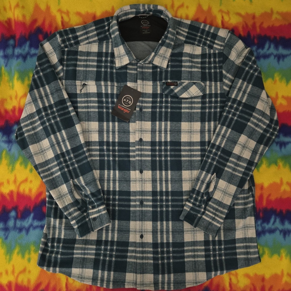 *NWT* Wrangler All Terrain Gear Men's Long Sleeve Campsite Shirt Nights Size XXL